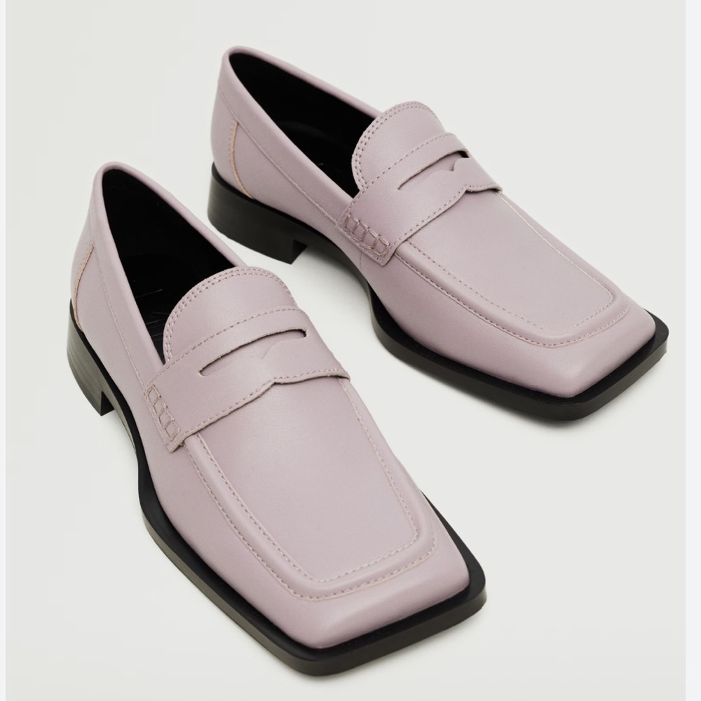 Lilac Square-Toe Loafers